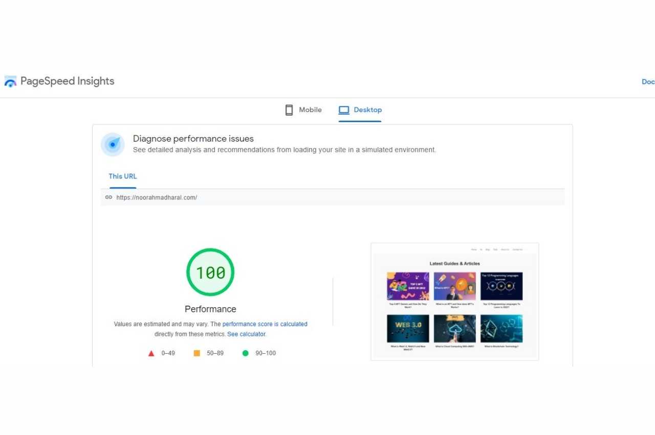 Hostinger web hosting PageSpeed Insights