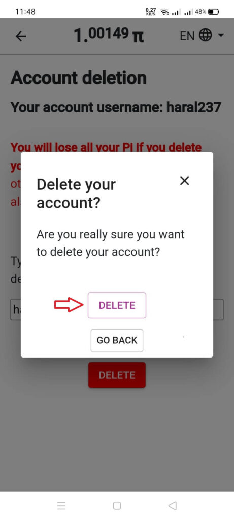 delete pi