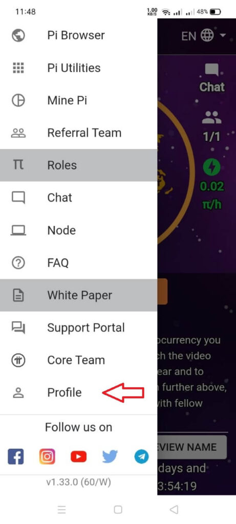 profile delete pi network