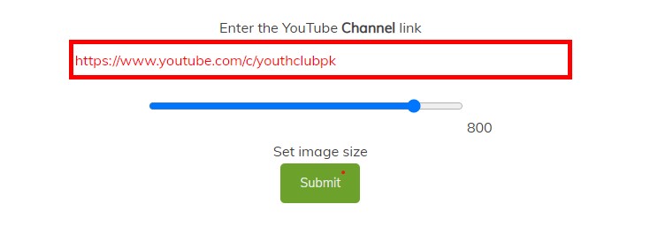 Youtube profile picture downloader interface