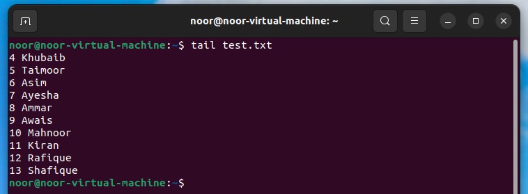 tail command ubuntu