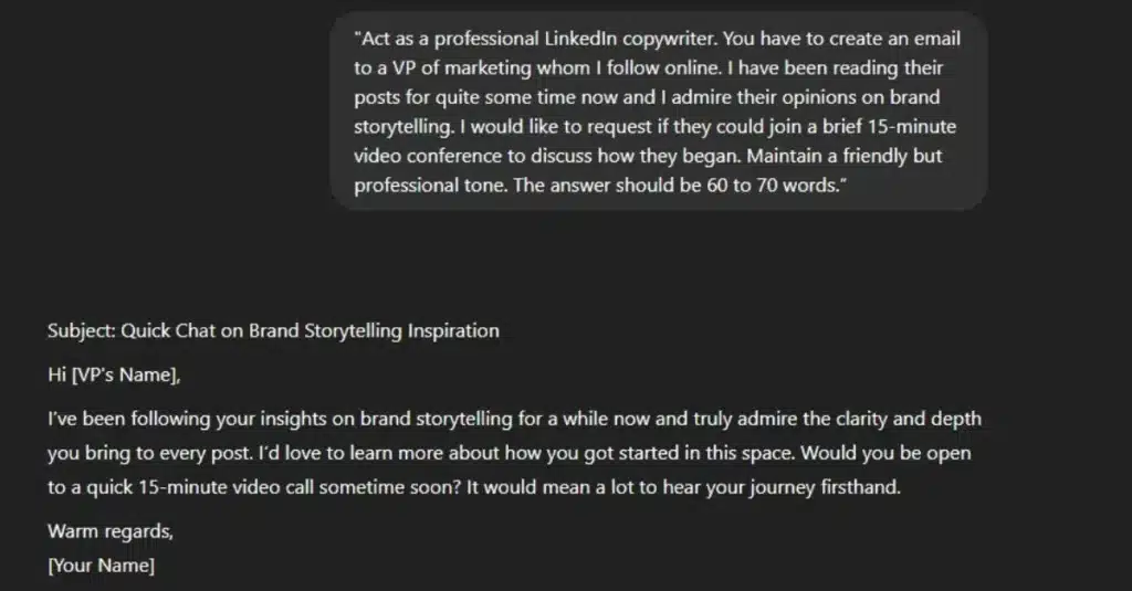 ChatGPT Prompts for LinkedIn Messaging
