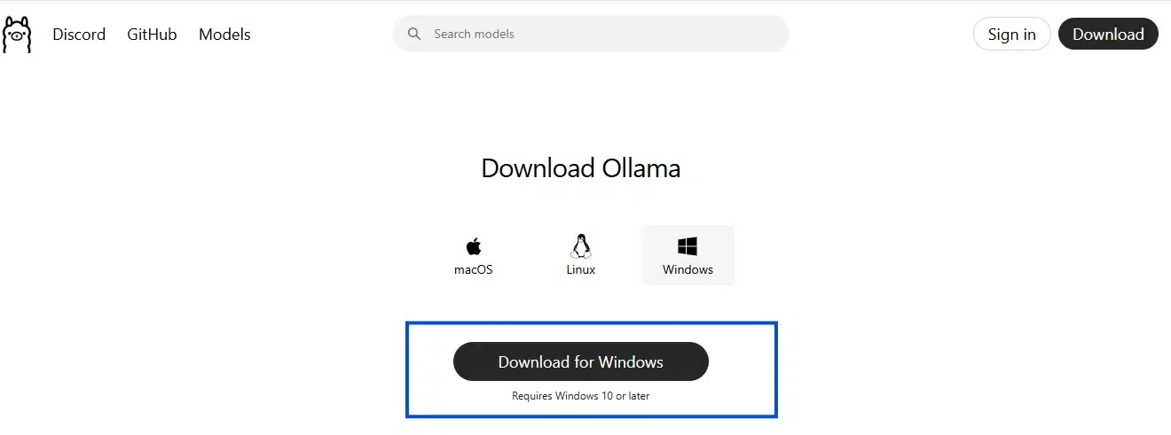 ollama dowbnload page